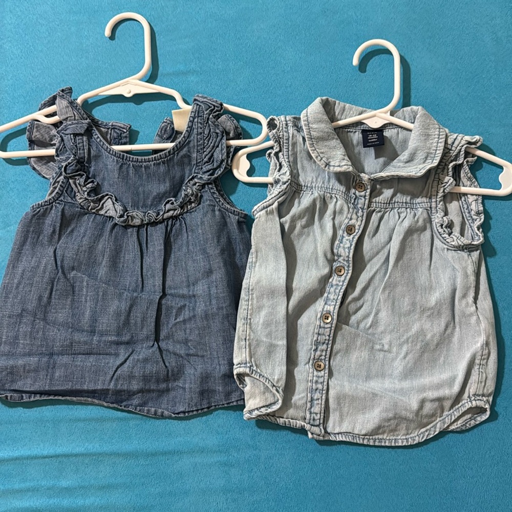 Gap 18-24 denim chambray tank buttons